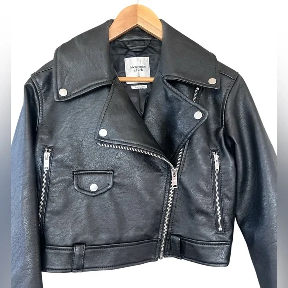 Abercrombie & Fitch Vegan Leather Black Moto Jacket - Picture 7 of 11